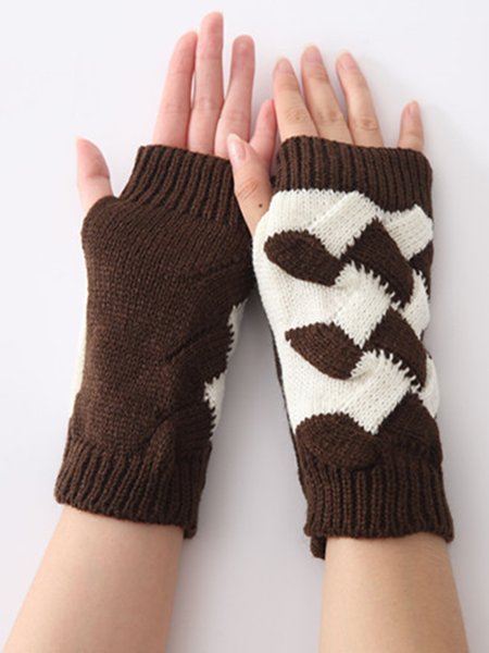 

Color-block Woolen Gloves, Coffee, Scarves&Gloves