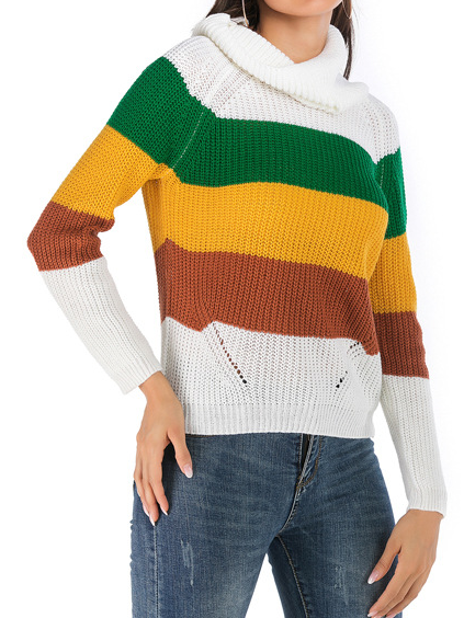 Simple Long Sleeve Cowl Neck Sweater, As picture, Sweaters