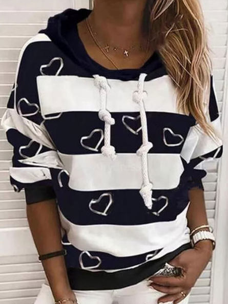 

Long Sleeve Geometric Hoodie Casual Shirts & Tops, Black, Long sleeve tops
