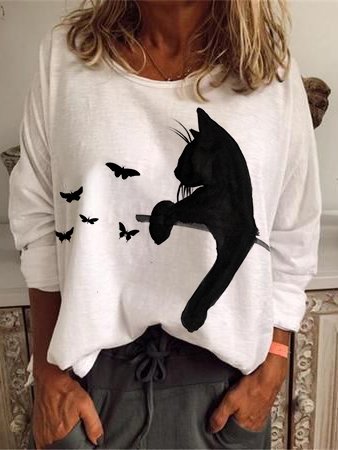 

Casuale Dritto Maniche Lunghe Camicie & Top, Bianco, T-Shirts