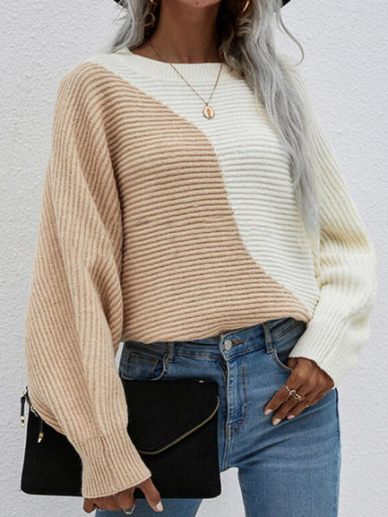 

Long Sleeve Casual Cotton-Blend Crew Neck Sweater, Khaki, Sweaters & Cardigans