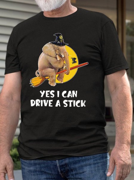 

Elephant Yes I Can Drive A Stick Men's Tshirt, Black, T-shirts