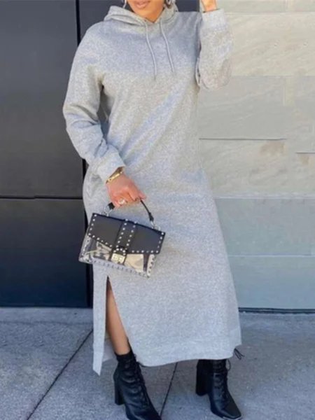 

Casuale Maniche Lunghe taglia grande Felpa con cappuccio Top Felpe, Grigio, Dresses