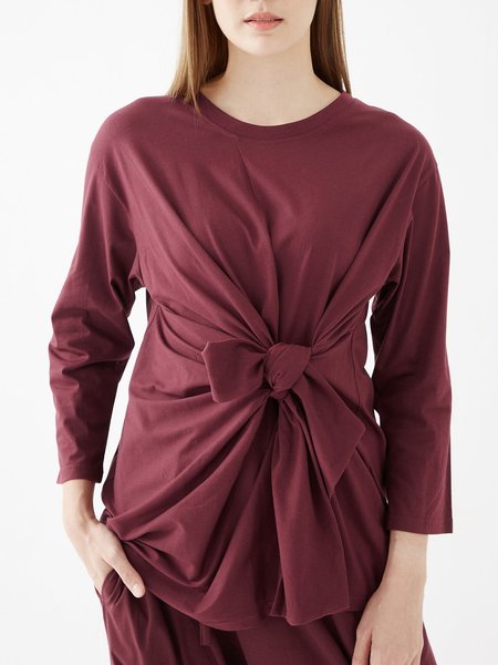 

Casual Bow Plain Shift Top, Wine red, Blouses and Shirts
