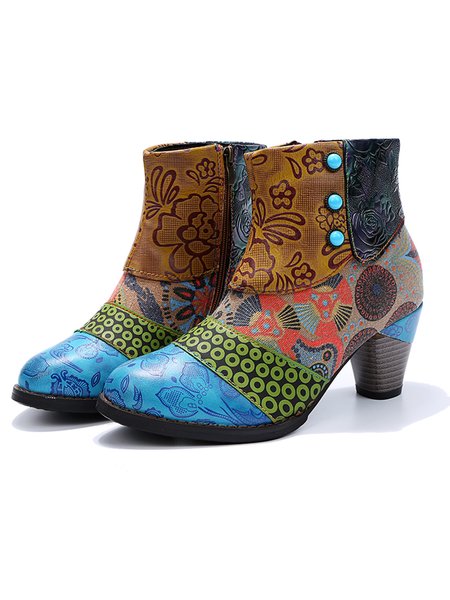 

Casuale Retro etnico Stampare Corto Stivali, Come immagine, Boots