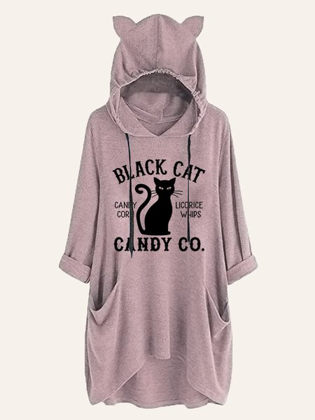 

Black Cat Candy Co Women's Hoodie Cotton-Blend Casual Sweatshirt, Light pink, Hoodies&Sweatshirts