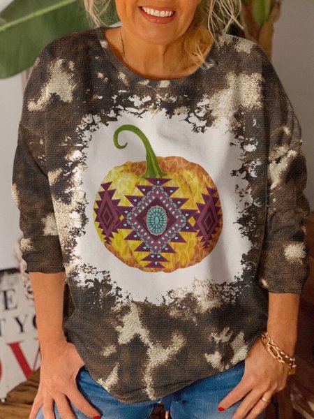 

Long Sleeve Printed Round Neck Shirts & Tops, Multicolor, Blouses & Shirts