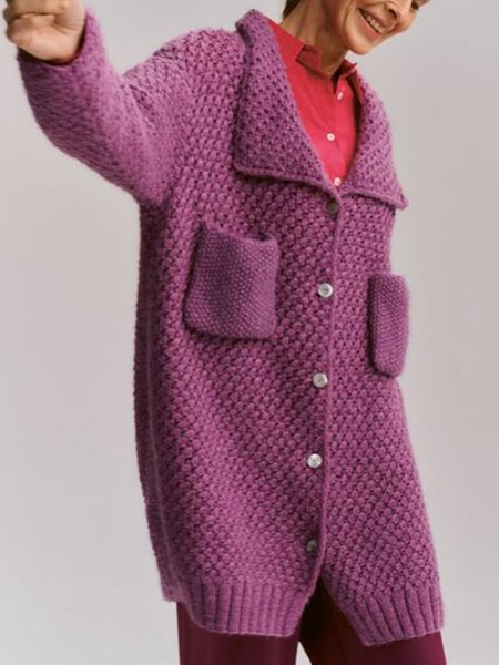 

Dritto Maniche Lunghe Collo a scialle Giubbotto, Rosso purpureo, Cardigans