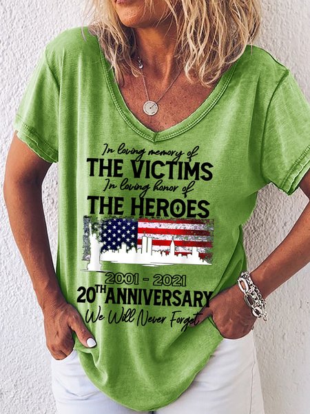 

20th Anniversary 09.11.01 Never Forget Casual T-shirt, Green, T-shirts