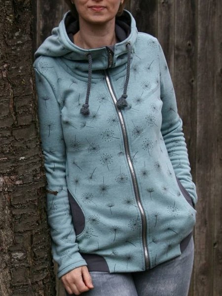

Vintage Printed Hoodie Long Sleeve Outerwear, As picture, Coats & Jackets