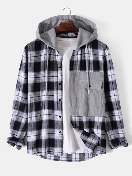 

Work Cotton Hoodie Shirts & Tops, Gray, Men's shirts