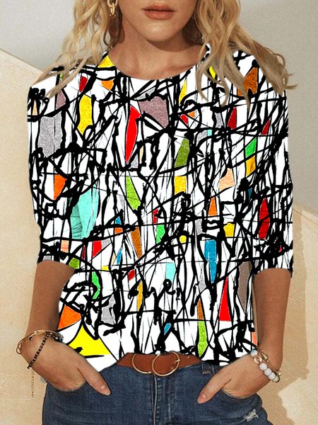 

Cotton-Blend Crew Neck Shirts & Tops, White, Hoodies&Sweatshirts