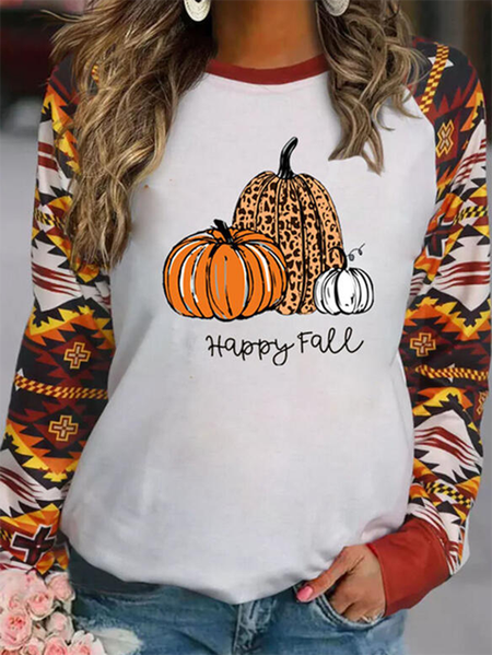 

Printed Crew Neck Casual Long Sleeve Sweatshirt, As picture, Hoodies & Sweatshirts