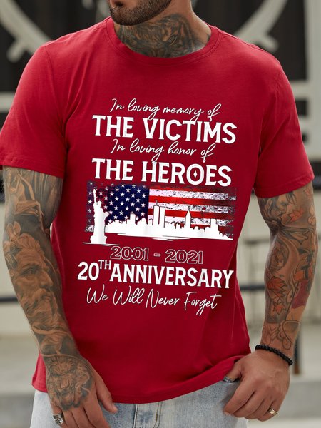 

20th Anniversary 09.11.01 Never Forget Casual Shirts & Tops, Red, T-shirts