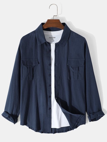 

Work Shirt Collar Shirts & Tops, Purplish blue, Men's shirts