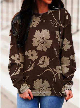 Long Sleeve Shift Crew Neck Casual Sweatshirt, Coffee, Sweatshirts & Hoodies