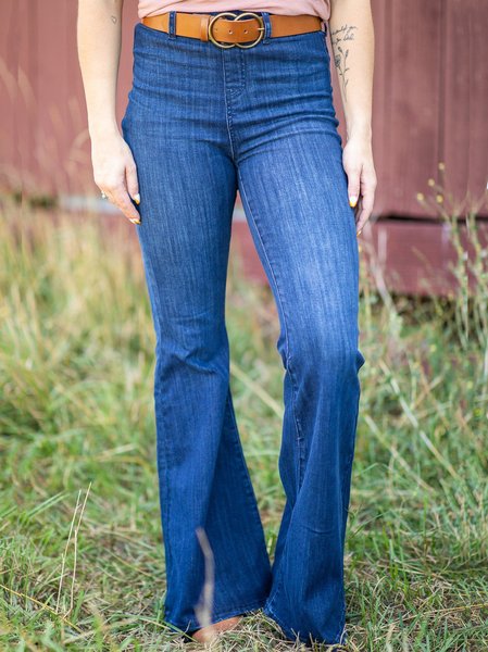 

Denim Plain Shift Pants, Blue, Pants