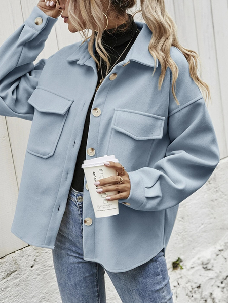 

Shawl Collar Sweet Outerwear, Blue, Coats & Jackets