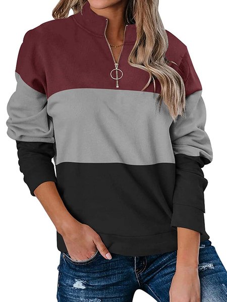 

Long Sleeve Shawl Collar Casual Cotton Sweatshirt, Red, Hoodies & Sweatshirts