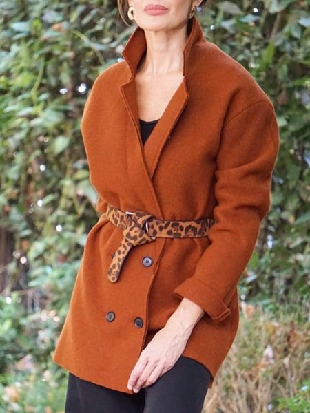 

Semplice Maniche Lunghe Giubbotto, Rosso marrone, overcoat