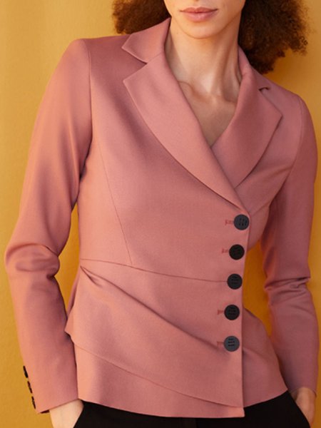 

Plain Lapel Casual Long Sleeve Outerwear, Cameo, Blazers