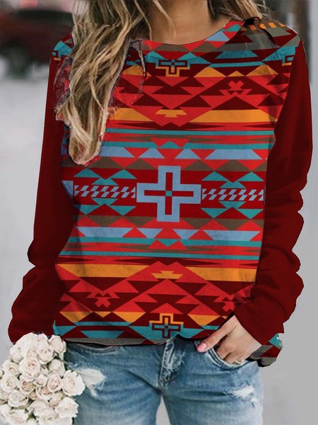 

Long Sleeve Tribal Sweatshirt, Wine red, Hoodies & Sweatshirts