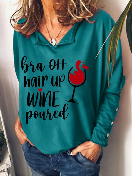 

Bra Off Hair Up Wine Poured Cotton-Blend Long Sleeve Sweatshirt, Green, Hoodies&Sweatshirts