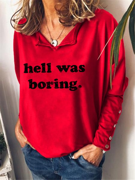 

Hell Was Boring Halloween Cotton-Blend Sweatshirt, Red, Hoodies&Sweatshirts