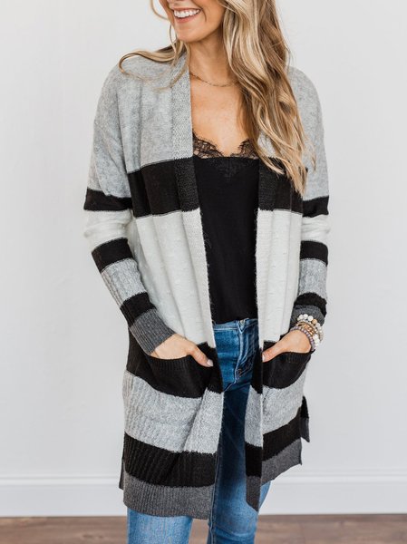 

Long Sleeve Geometric Shift Cotton-Blend Outerwear, Gray, Outerwear