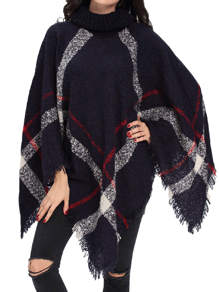 

Cape cape loose big yards knitwear, Blue, Tops