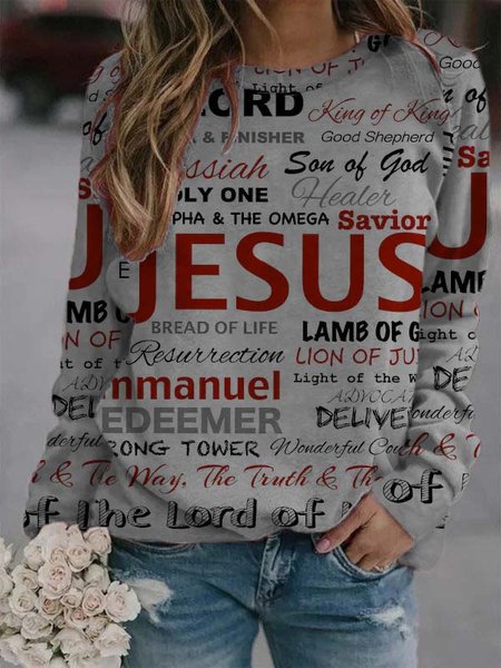 

Long Sleeve Letter Cotton Blends Casual Sweatshirts, As picture, Hoodies & Sweatshirts