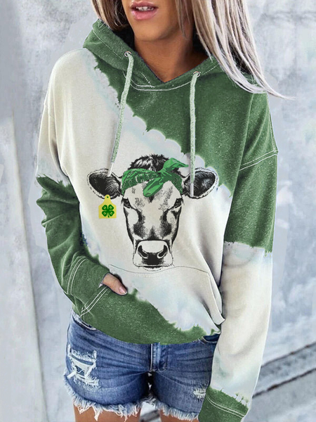 

Animal Print Casual Long-Sleeved Hooded Sweatshirt, As picture, Hoodies & Sweatshirts