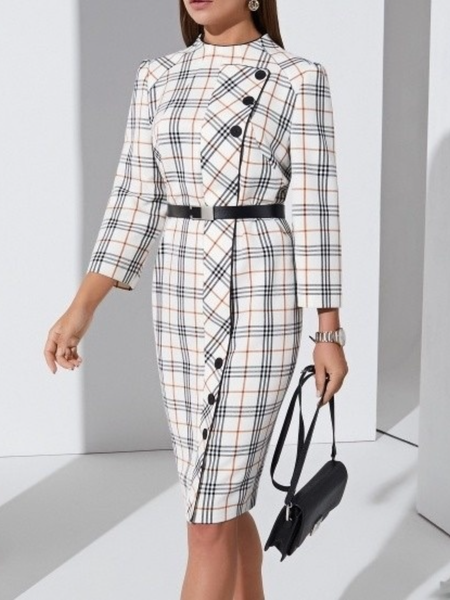

Fall Mid-weight Elegant Lady Date Dresses, As picture, Midi Dresses