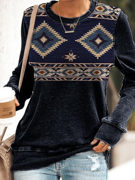 

Cotton Blends Casual Tribal Sweatshirt, Navyblue, Sweatshirts & Hoodies