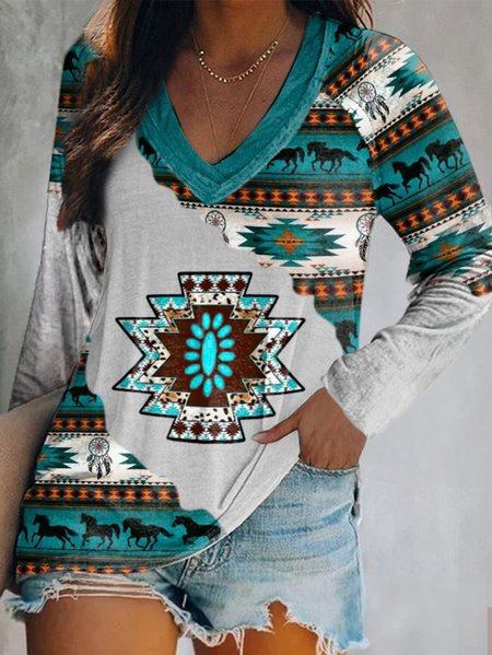 

etnico Stile Stampato T-shirt, Multicolore, T-Shirts