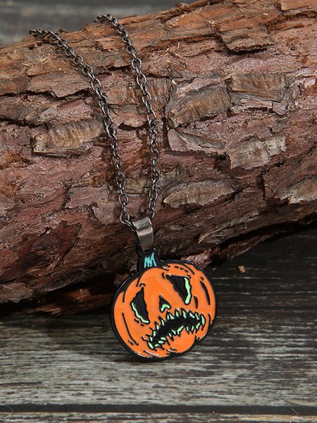 

Halloween Pumpkin Wooden Necklace, As picture, Necklaces