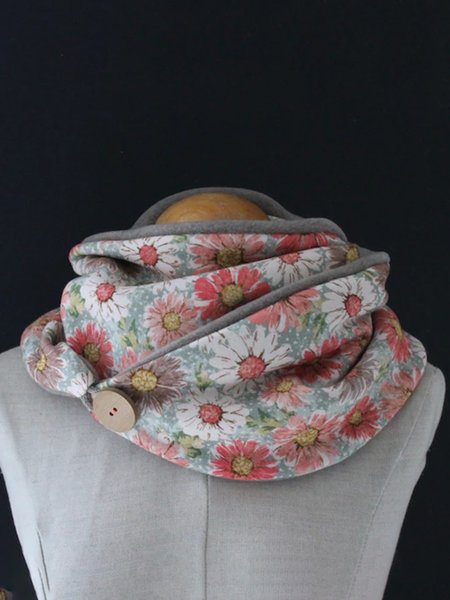 

Printed Flower Triangle Warm Scarf, As picture, Scarves&Gloves
