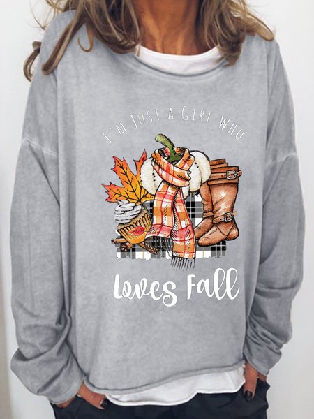 

I'M Just A Girl Who Love Fall Shift Sweatshirt, Light gray, Hoodies&Sweatshirts