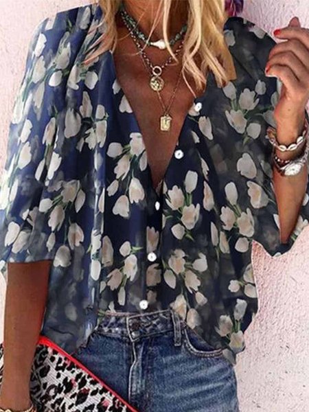 

Floral Shirts & Tops, Blue, Blouses & Shirts