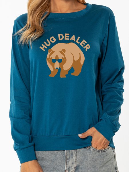 

Hug Dealer Ladies Long Sleeve Print Sweatshirt & Pullover, Blue, Sweatshirts