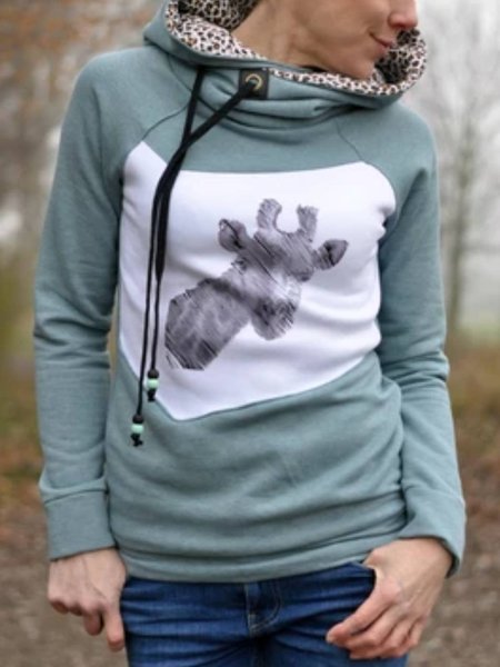 

Casual Hooded Sweatshirt, As picture, Hoodies & Sweatshirts