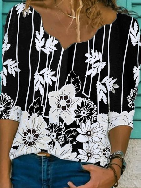 

Casual Floral Shirts & Tops, Black, Blouses & Shirts