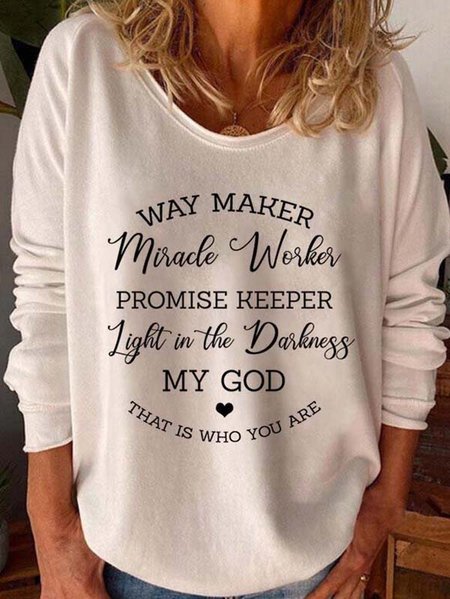 

Maniche Lunghe Girocollo Lettera Casuale Top, Come immagine, T-Shirts