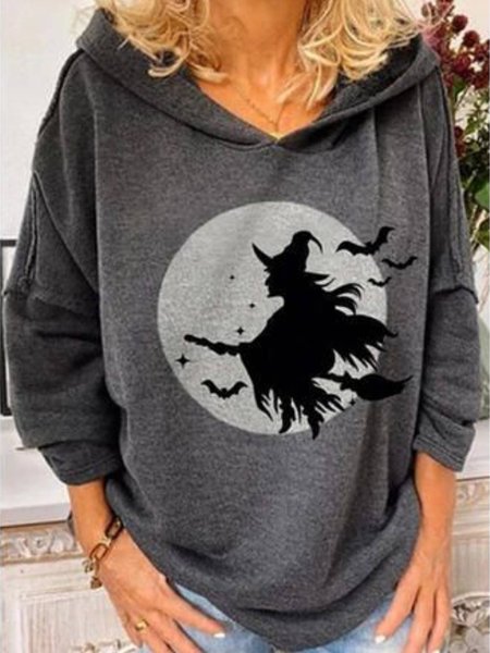 

Casuale Stampato cappuccio Felpa, Grigio, Hoodies & Sweatshirts