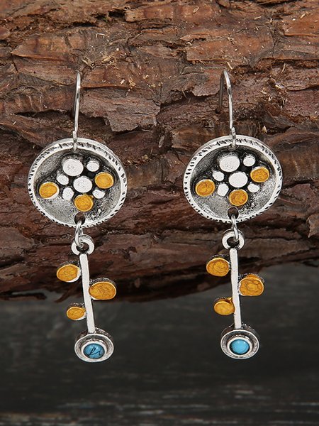 Retro Simple Round Stitching Earrings, As picture, Earrings