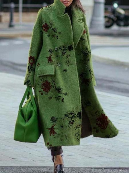 

Maniche Lunghe Stampato Casuale Giubbotto, Come immagine, overcoat