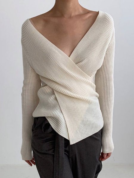 

Long Sleeve Cross Sweater, Apricot, Blouses and Shirts