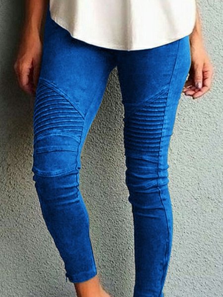 

gathered casual pants, Blue, Pants