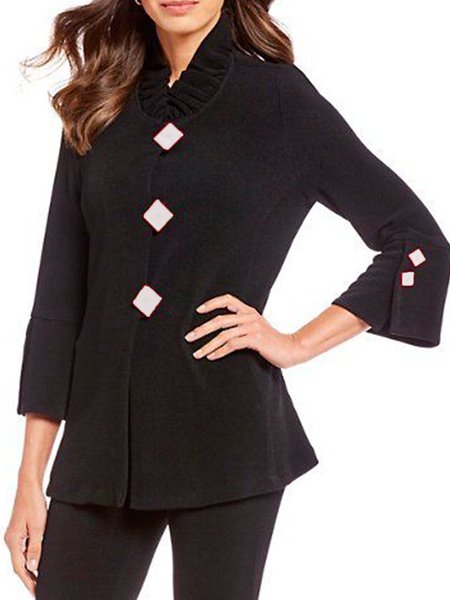 

Three Quarter Regular Fit Solid Daily Outerwear, Black, Blazers