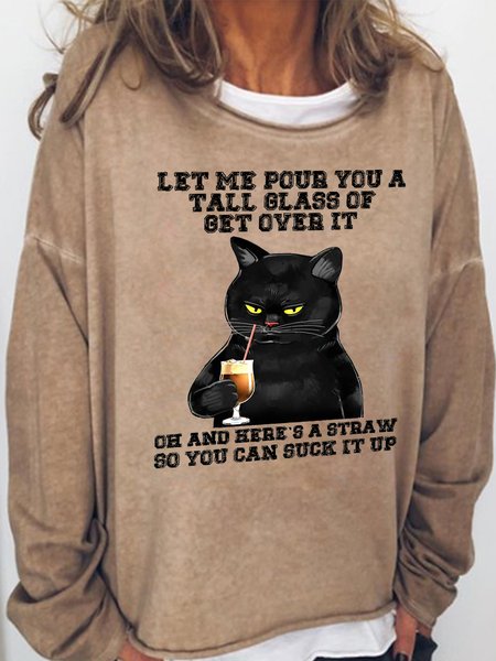 

Long Sleeve Casual Sweatshirt, Light brown, Hoodies&Sweatshirts